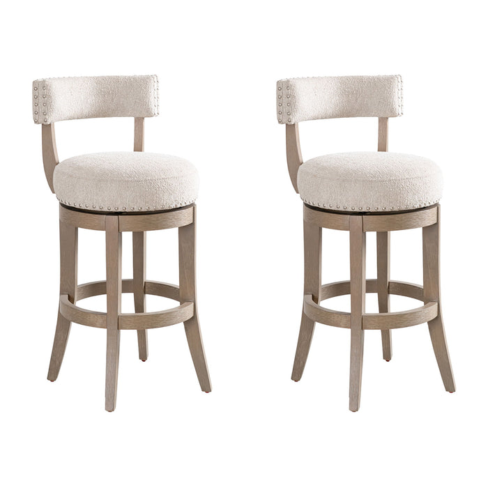 Mystic - Solid Wood Upholstered 30" Bar Height Swivel Barstool - Simple Home Plus