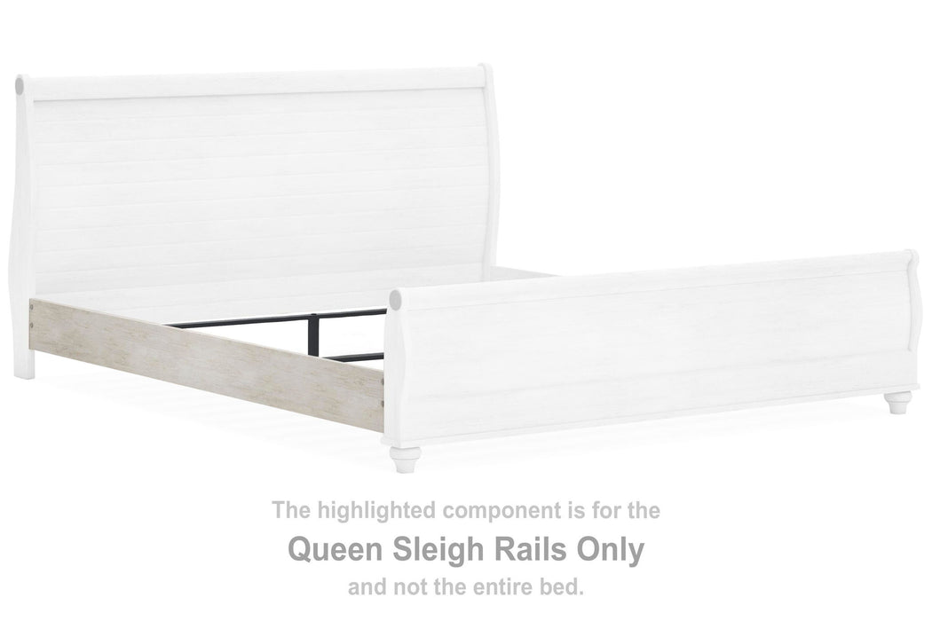 Willowton - Queen Sleigh Rails with Faux Plank Design - Whitewash - Simple Home Plus