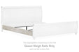 Willowton - Queen Sleigh Rails with Faux Plank Design - Whitewash - Simple Home Plus
