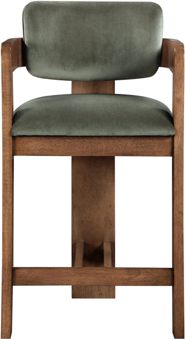 Sacha - Velvet Stool With Brown Base - Simple Home Plus