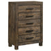 Woodmont - 5-Drawer Bedroom Chest - Rustic Golden Brown - Simple Home Plus