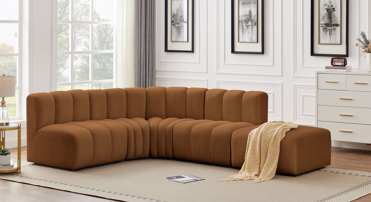 Arc - Velvet 5 Piece Corner Modular Sofa - Saddle - Simple Home Plus