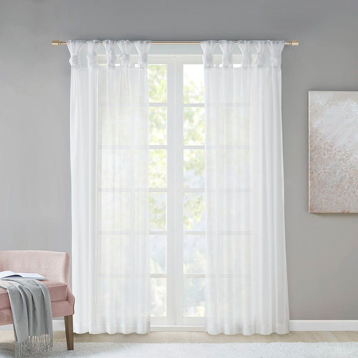 Ceres - 84" Twist Tab Voile Sheer Window Pair - White - Simple Home Plus