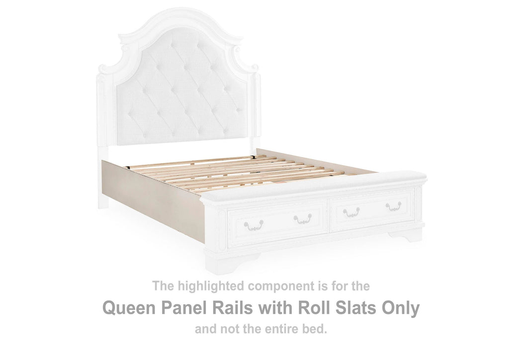 Realyn - Queen Panel Rails w/Roll Slats - Chipped White - Simple Home Plus