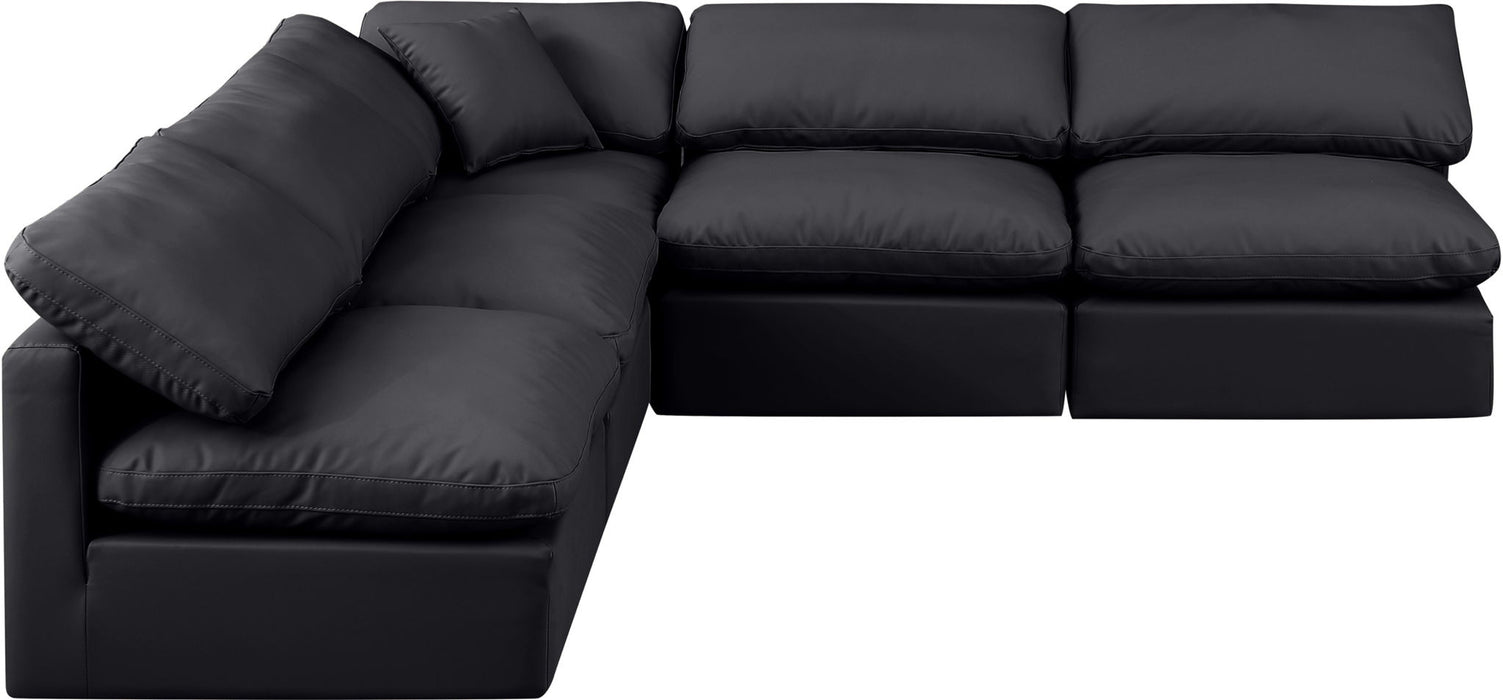 Indulge - Faux Leather 5 Piece Modular Corner Armless Sectional - Simple Home Plus
