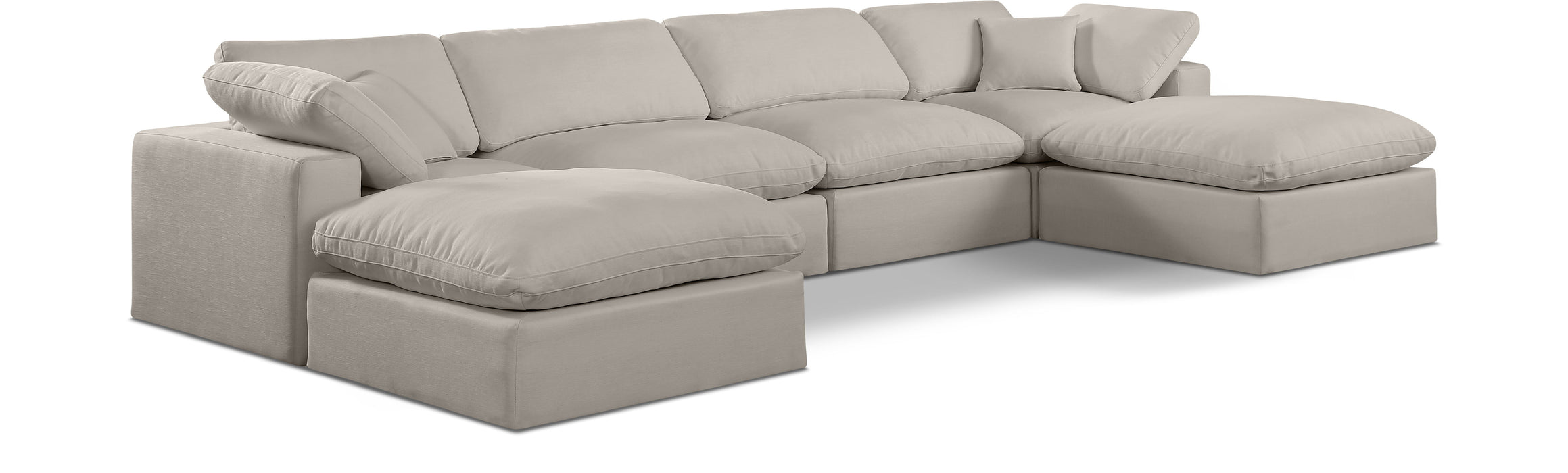 Comfy - 6 Piece Linen Modular Double Chaise Sectional - Simple Home Plus