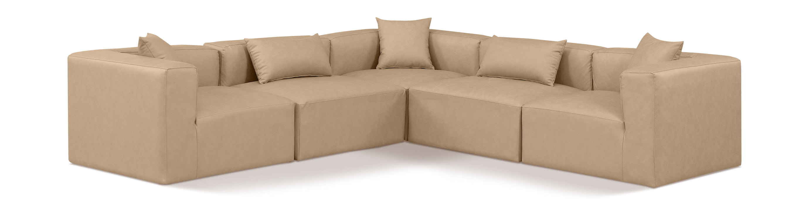 Cube - 5 Piece Modular Corner Sectional - Tan - Simple Home Plus