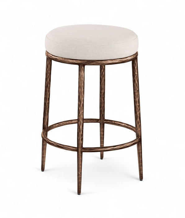 Ferro - Upholstered Backless Counter Stool With Brushed Bronze Base - Simple Home Plus