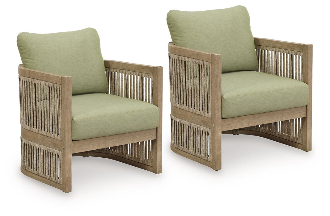 Serena Shores - Beige / Green - Lounge Chair With Cushion (Set of 2) - Simple Home Plus