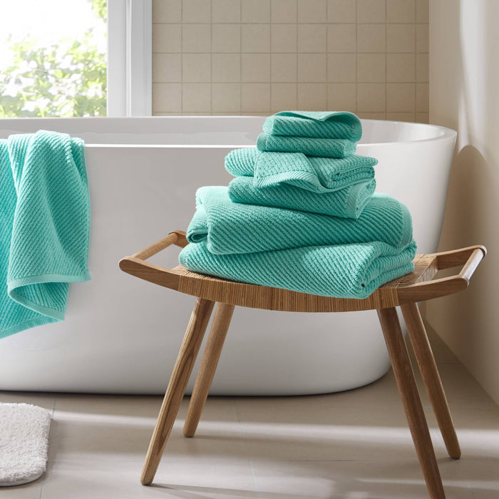 Diagonal Ribbed - 6 Piece Towels Set - Turquoise - Simple Home Plus