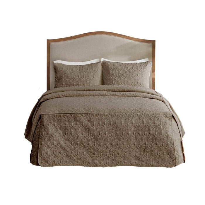 Quebec - King Fitted Bedspread (Set of 3) - Neutral - Simple Home Plus