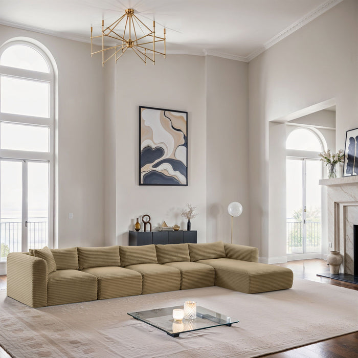 Shaggy - 5 Piece Modular Sectional With Chaise - Simple Home Plus