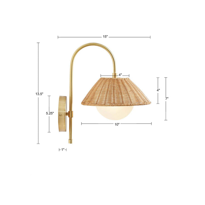Laguna - Rattan Weave Wall Sconce - Gold - Simple Home Plus