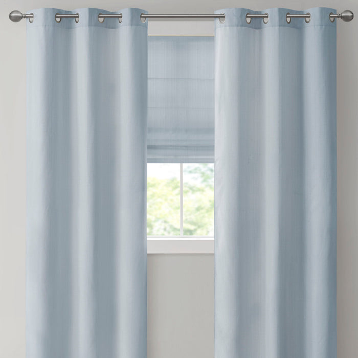 Galen - 23" Basketweave Room Darkening Cordless Roman Shade - Blue - Simple Home Plus