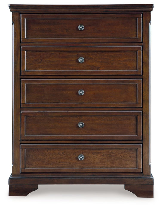 Trellington - Brown - Five Drawer Chest - Simple Home Plus