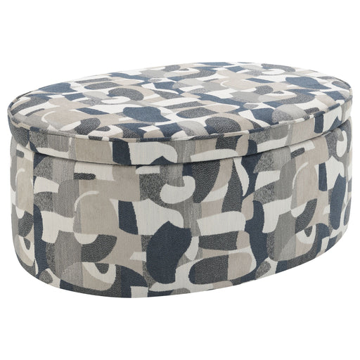 Tomkins - Oval Upholstered Storage Ottoman - Indigo Blue - Simple Home Plus