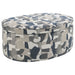 Tomkins - Oval Upholstered Storage Ottoman - Indigo Blue - Simple Home Plus