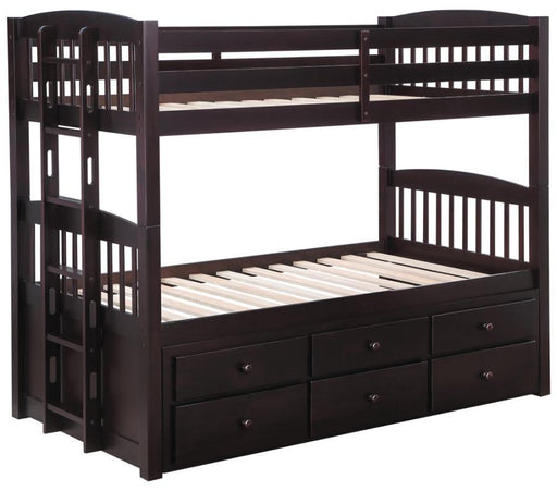 Kensington - Twin Over Twin Bunk Bed With Trundle - Cappuccino - Simple Home Plus