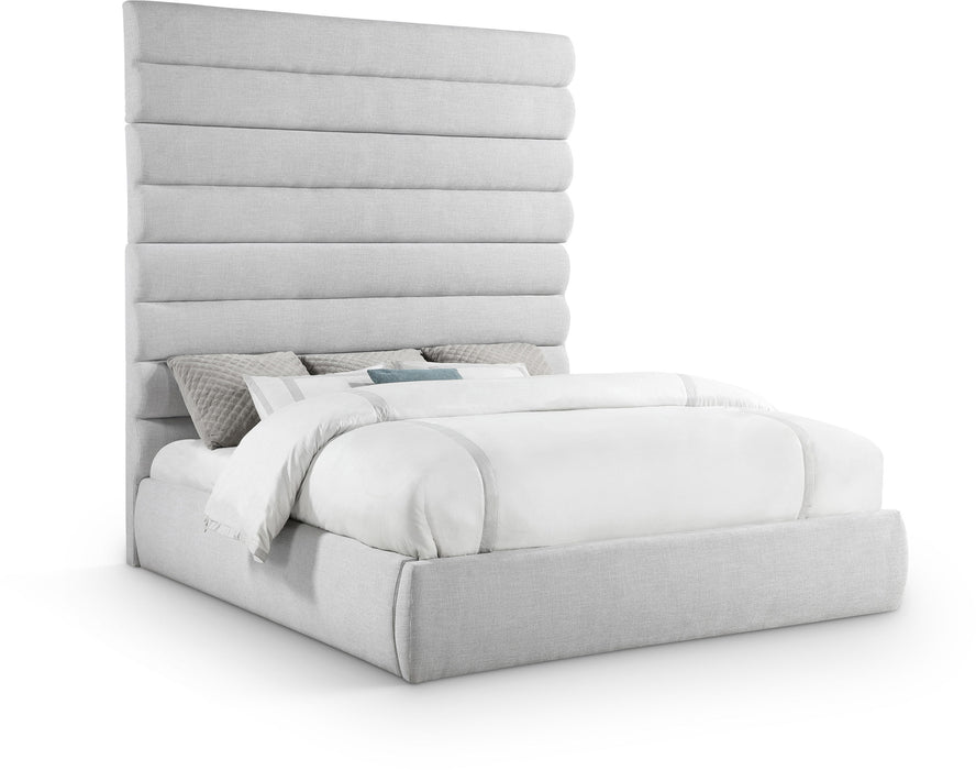 Adam - Linen Fabric Bed With 89" Headboard - Simple Home Plus