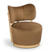 Elara - Velvet Upholstered Swivel Accent Chair - Saddle / Stained Natural - Simple Home Plus
