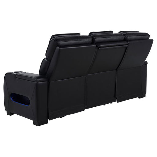 Zuma - Faux Leather Dual Power Reclining LED Sofa - Black - Simple Home Plus