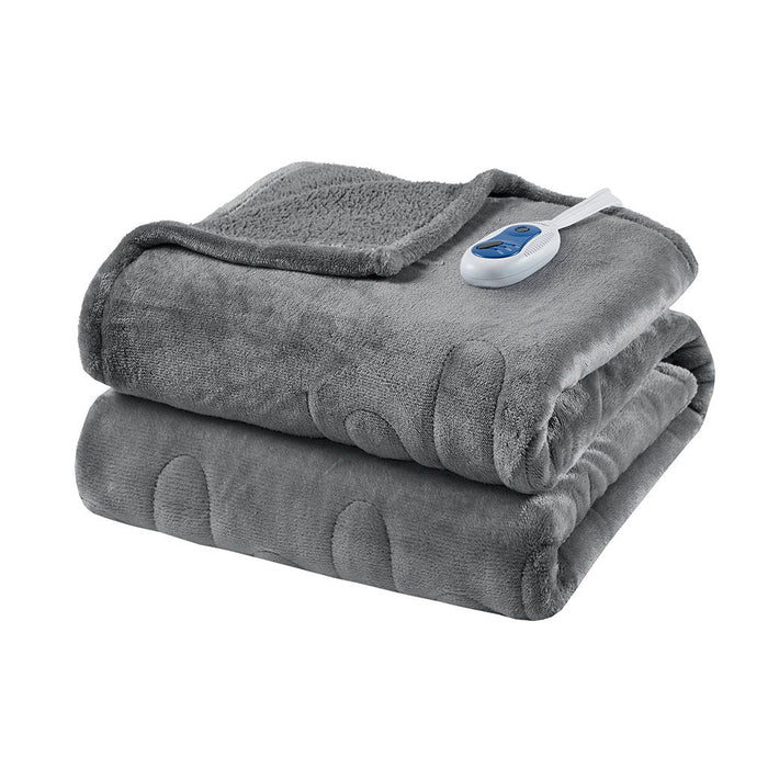 Heated Microlight to Berber - Throw - Gray - Simple Home Plus