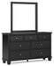 Lanolee - Black - Dresser And Mirror - Simple Home Plus