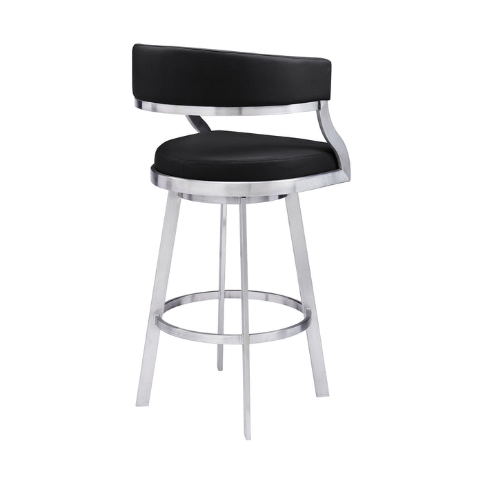 Dione - Swivel Faux Leather And Brushed Stainless Steel Bar Stool