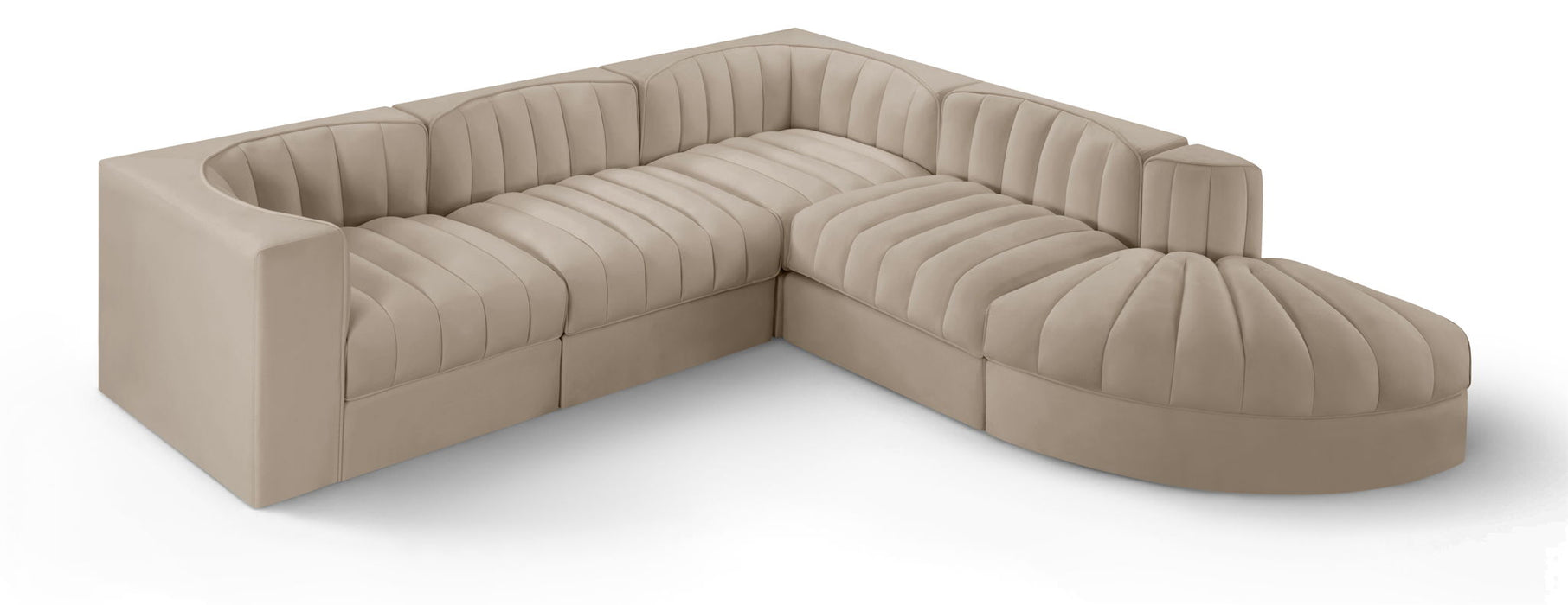 Rummi - Velvet Performance Fabric Upholstered 5 Piece Modular Sectional - Simple Home Plus