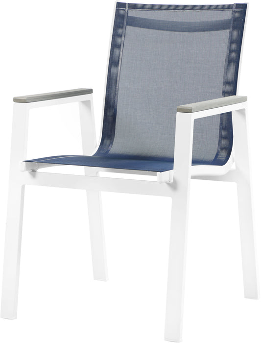 Nizuc - Outdoor Patio Dining Arm Chair With White Frame And Gray Arms (Set of 2) - Simple Home Plus
