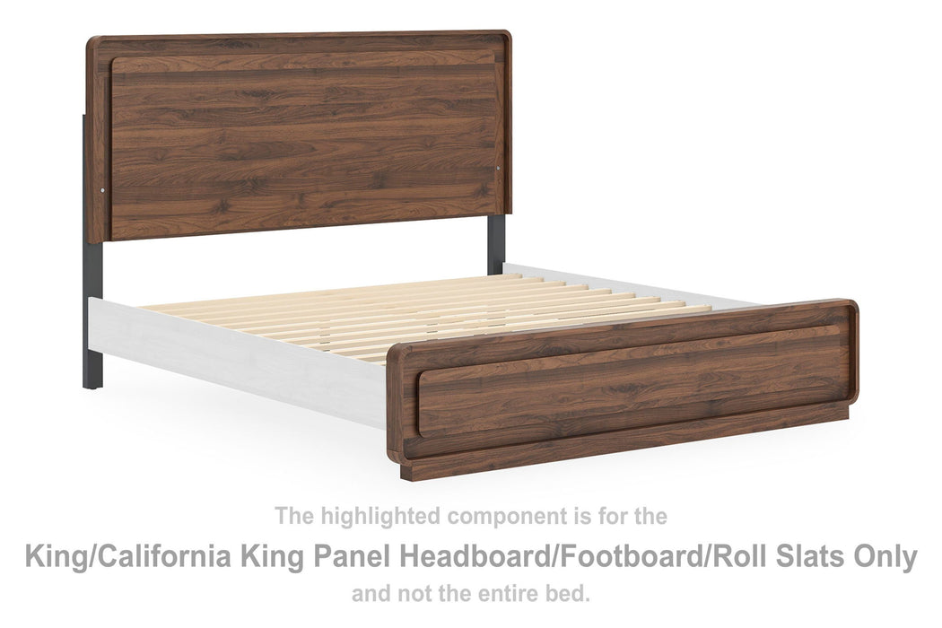 Fortlorn - King/California King Panel Headboard/Footboard/Roll Slats - Walnut Brown - Simple Home Plus