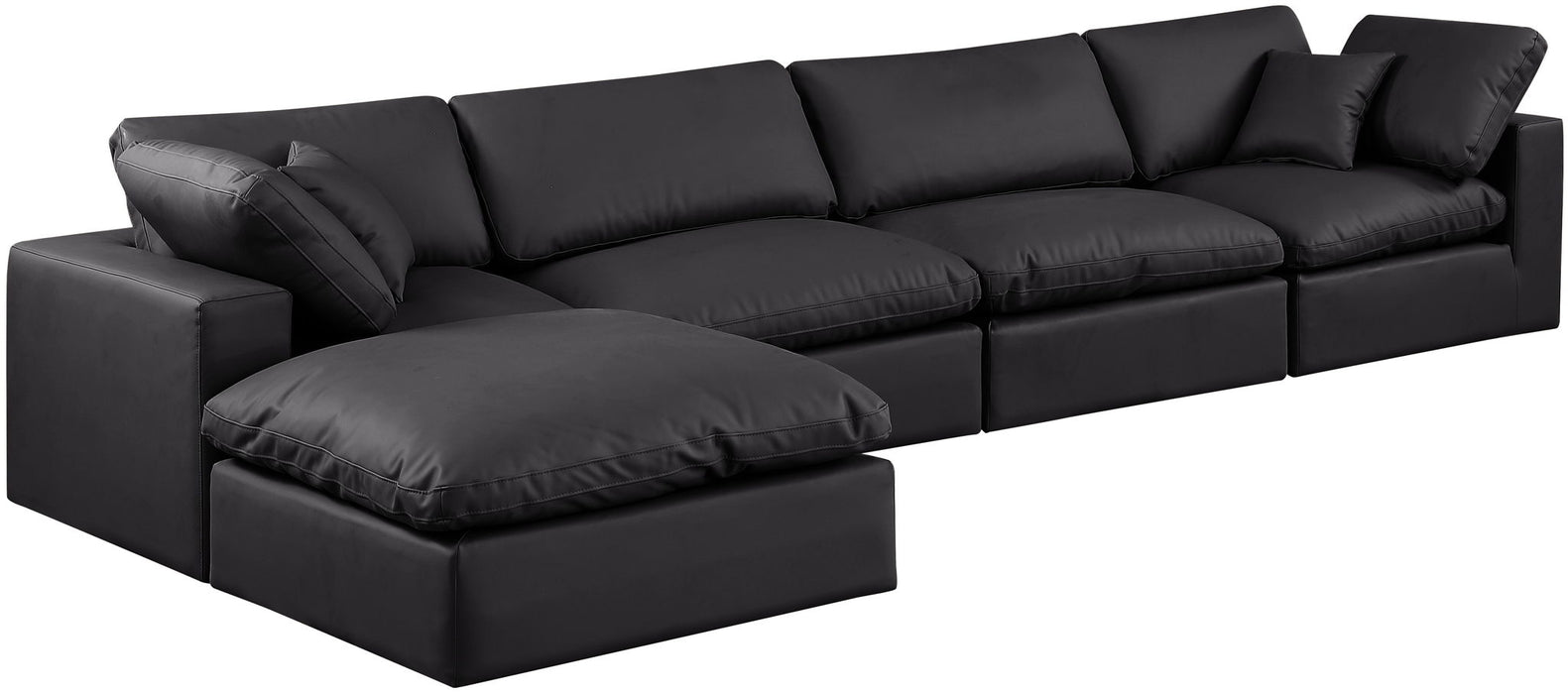 Comfy - 5 Piece Faux Leather Modular Sectional With Chaise - Simple Home Plus