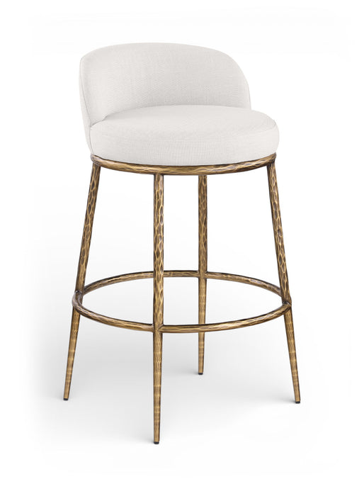 Ferro - Performance Fabric Upholstered Bar Stool - Cream / Antique Brass - Simple Home Plus