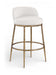 Ferro - Performance Fabric Upholstered Bar Stool - Cream / Antique Brass - Simple Home Plus