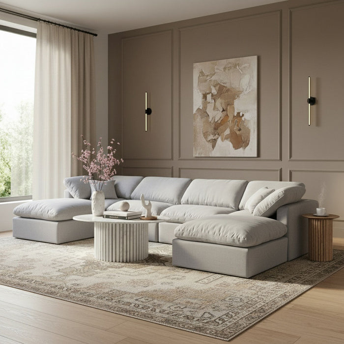 Indulge - Linen 6 Piece Modular Double Chaise Sectional - Simple Home Plus