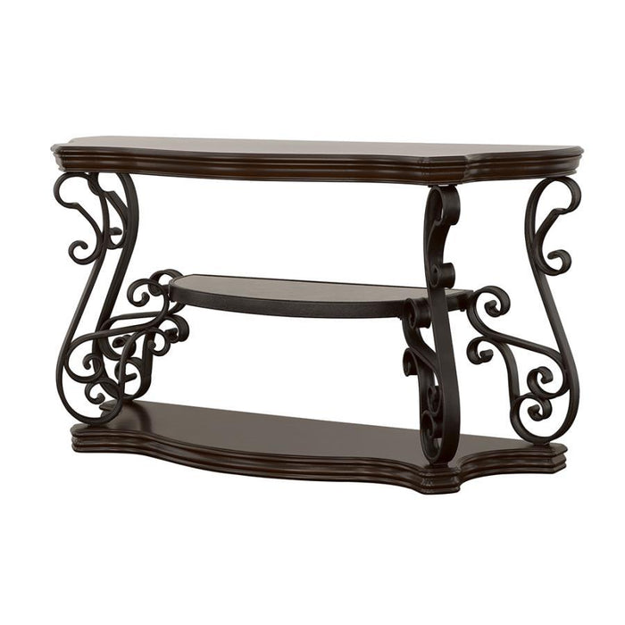 Laney - Scrollwork Entryway Sofa Console Table - Deep Merlot - Simple Home Plus