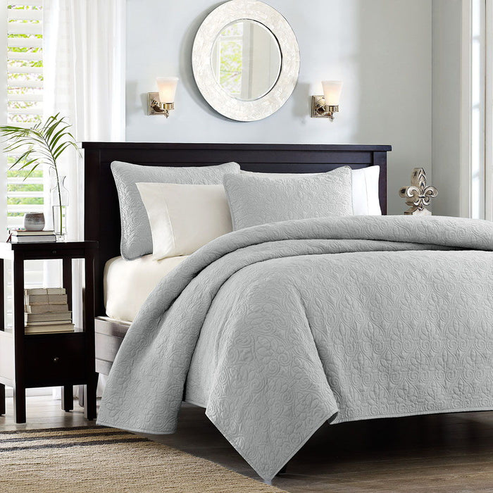 Quebec - Reversible Coverlet Set - Gray - Simple Home Plus