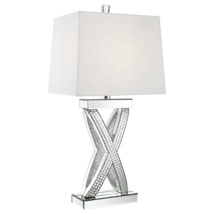 Dominick - Tapered Mirrored Acrylic Table Lamp - Silver - Simple Home Plus