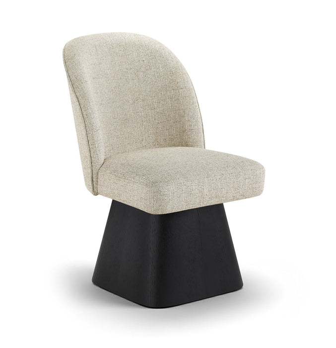 Marlowe - Linen Textured Fabric Upholstered Swivel Dining Side Chair - Stained Black - Simple Home Plus