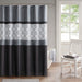 Donnell - Embroidered And Pieced Shower Curtain - Black / Gray - Simple Home Plus