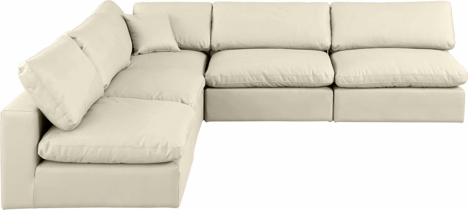 Comfy - 5 Piece Faux Leather Modular Corner Armless Sectional - Simple Home Plus