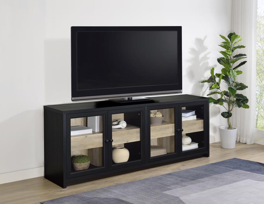 Denison - 79" 4-Door TV Stand Media Console - Black - Simple Home Plus