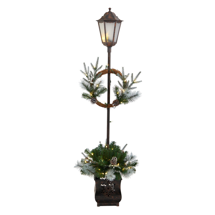 5' Pre-Lit Lamp Post with Greenery Container & LEDs