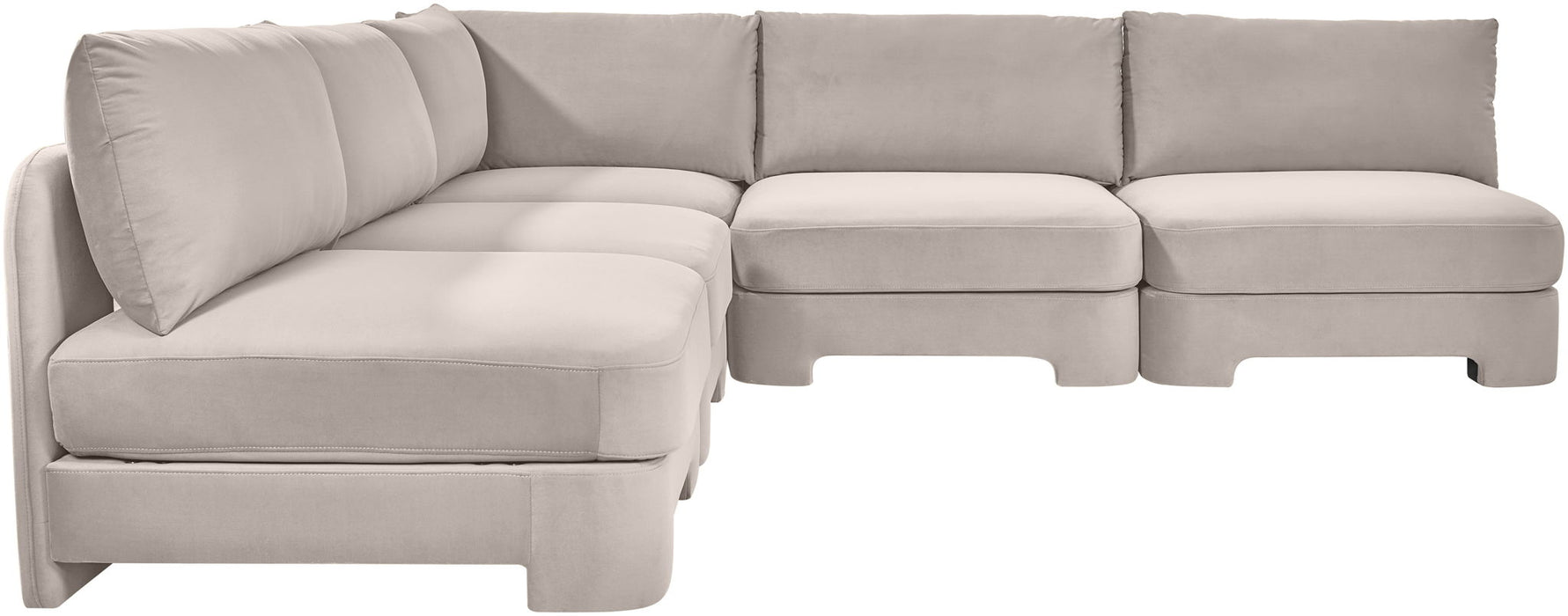 Hammond - Velvet Performance Fabric Upholstered 5 Piece Armless Sectional - Simple Home Plus