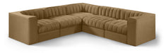 Rummi - Symmetrical Velvet Performance Fabric Upholstered 5 Piece Modular Sectional - Simple Home Plus