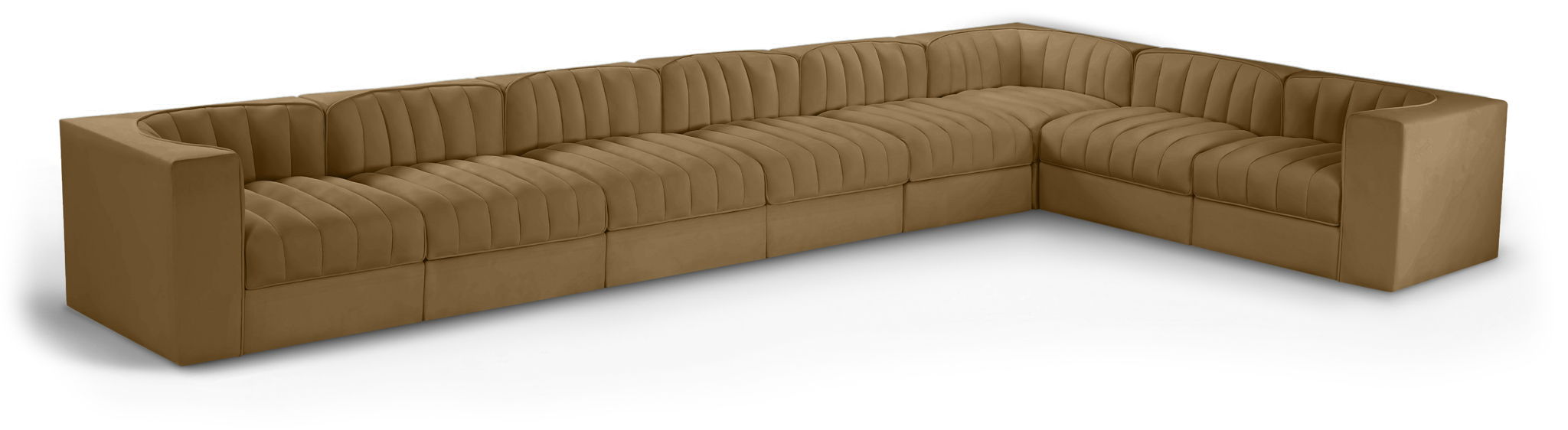 Rummi - Velvet Performance Fabric Upholstered 8 Piece Modular Sectional (With 3 Corner Chairs) - Simple Home Plus