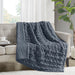 Ruched Fur - Throw - Slate Blue - Simple Home Plus