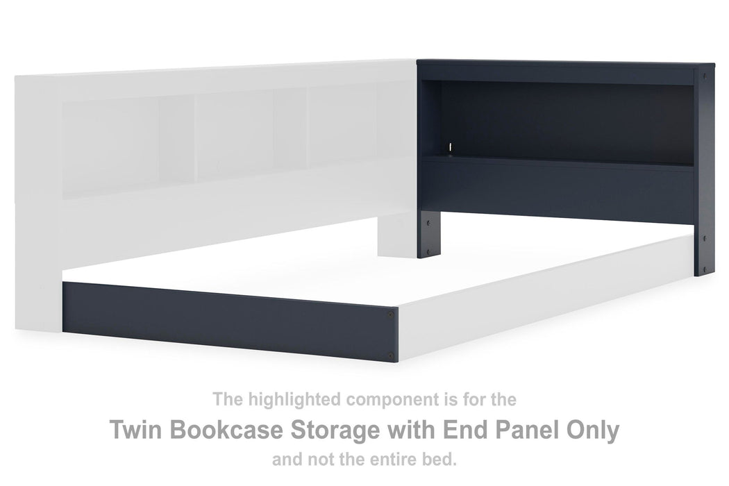 Simmenfort - Twin Bookcase Storage With End Panel - Navy Blue - Simple Home Plus