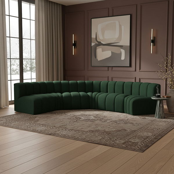 Arc - Boucle Fabric 6 Piece U-Shaped Modular Sofa