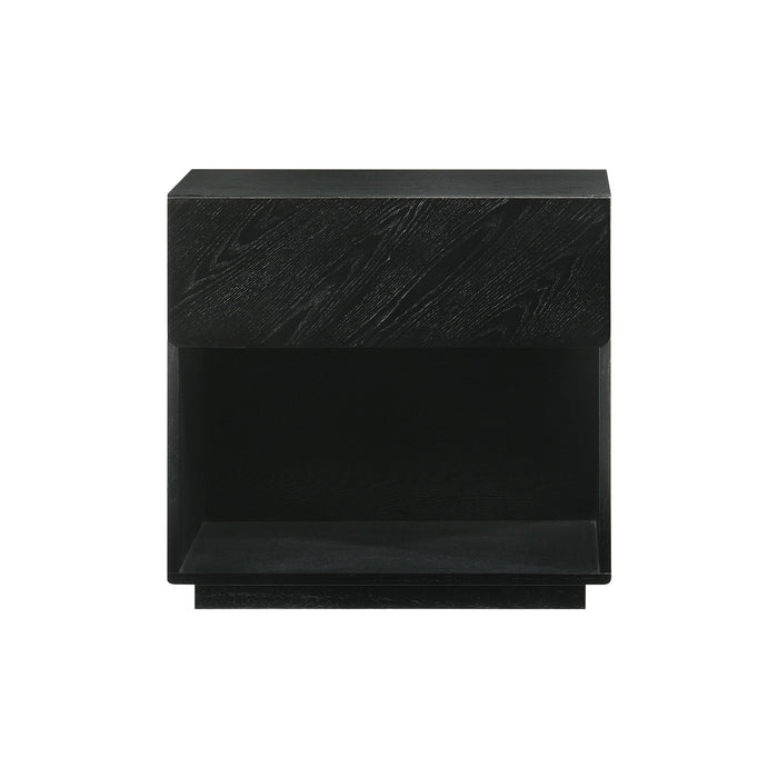 Petra - 1 Drawer Wood Nightstand - Black - Simple Home Plus